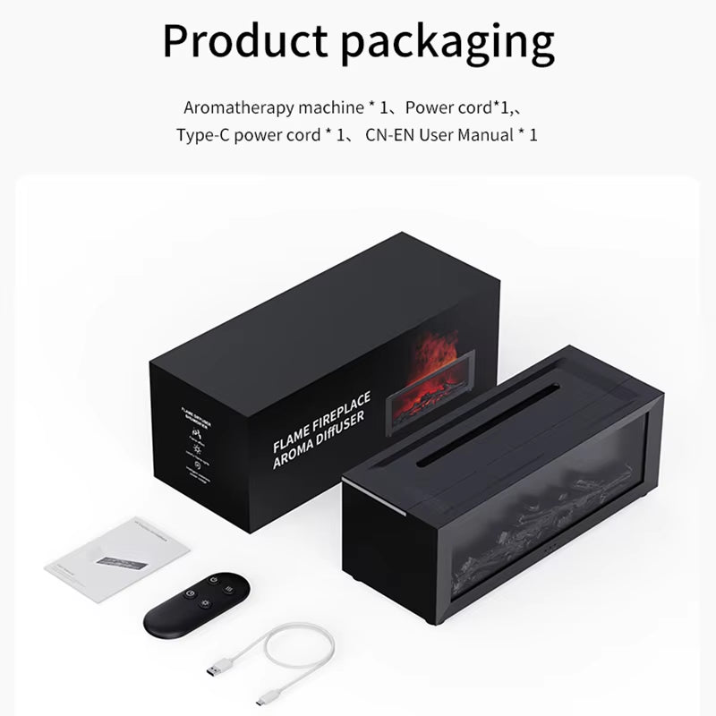 Simulated Fireplace Aroma Diffuser & Humidifier - Essential Oil Diffuser with Timer, Remote Control & Colorful Night Light - Perfect Home Decor & Unique Gift Idea!
