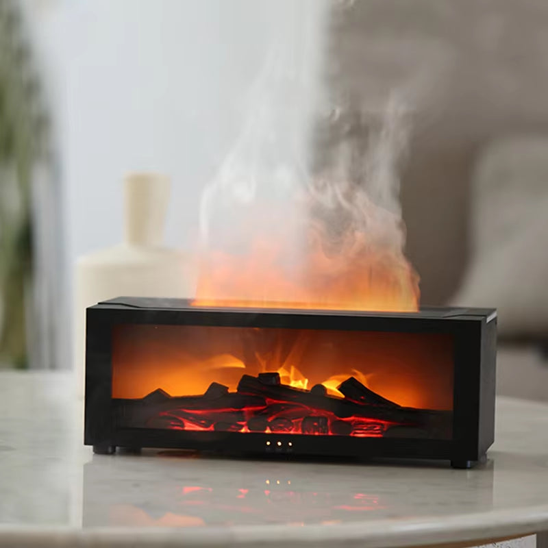 Simulated Fireplace Aroma Diffuser & Humidifier - Essential Oil Diffuser with Timer, Remote Control & Colorful Night Light - Perfect Home Decor & Unique Gift Idea!