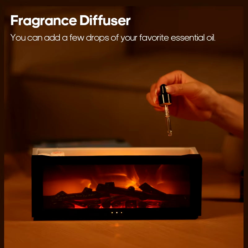Simulated Fireplace Aroma Diffuser & Humidifier - Essential Oil Diffuser with Timer, Remote Control & Colorful Night Light - Perfect Home Decor & Unique Gift Idea!