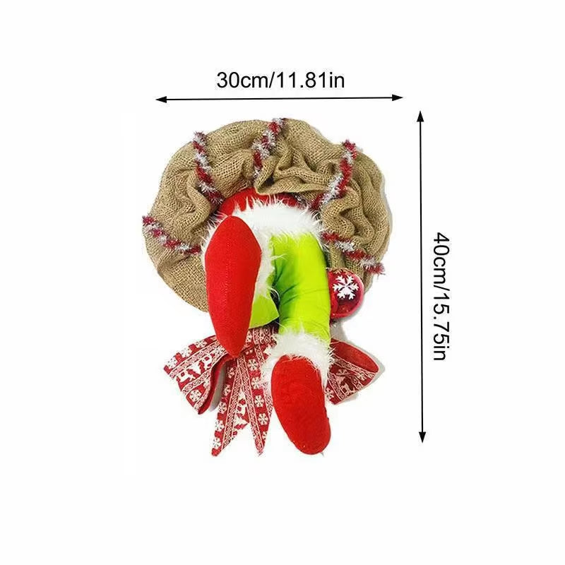 17.72-Inch Christmas Thief Wreath - Festive Elf Leg Burlap Holiday Decor! Add whimsy to your door with this unique Christmas wreath, perfect for spreading holiday cheer to your home. Ideal for front doors, walls, and festive gatherings!