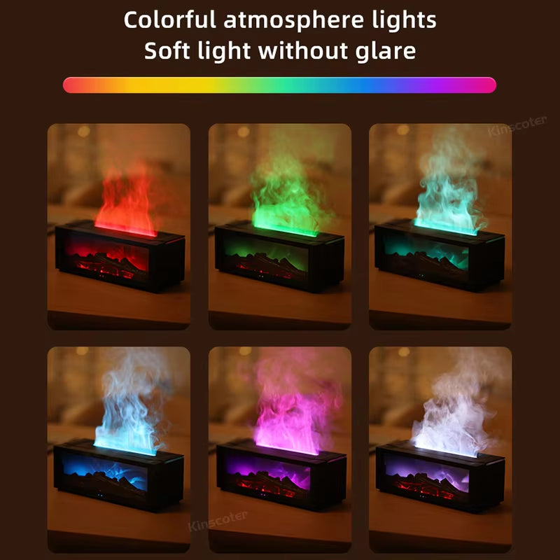 Simulated Fireplace Aroma Diffuser & Humidifier - Essential Oil Diffuser with Timer, Remote Control & Colorful Night Light - Perfect Home Decor & Unique Gift Idea!