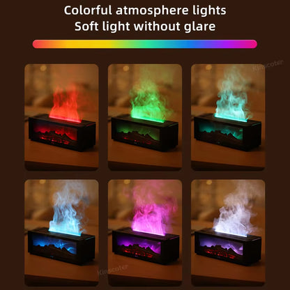 Simulated Fireplace Aroma Diffuser & Humidifier - Essential Oil Diffuser with Timer, Remote Control & Colorful Night Light - Perfect Home Decor & Unique Gift Idea!