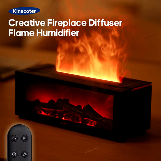 Simulated Fireplace Aroma Diffuser & Humidifier - Essential Oil Diffuser with Timer, Remote Control & Colorful Night Light - Perfect Home Decor & Unique Gift Idea!